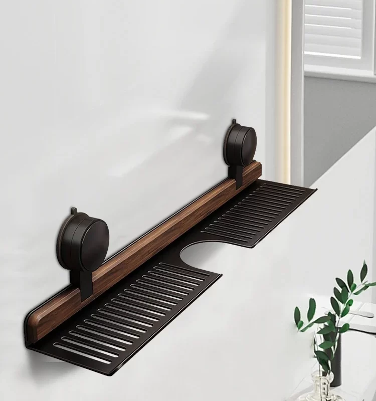 Wall Mounted Bathroom and Kitchen Shelf | Over The Sink and Faucet Storage Rack with Drainage for Quick Drying, Moisture-proof, and No Drilling