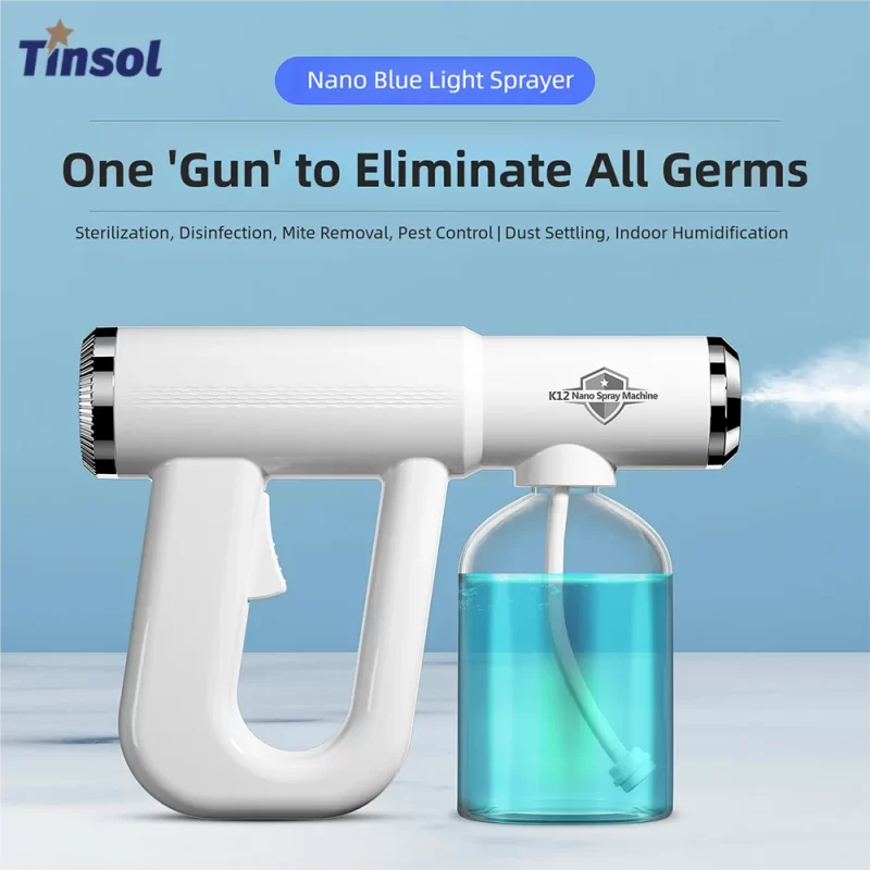 Blue Light Disinfectant Sprayer | 300ml TINSOL Nano Spray Gun with USB Rechargeable ULV Atomizer Sanitizer