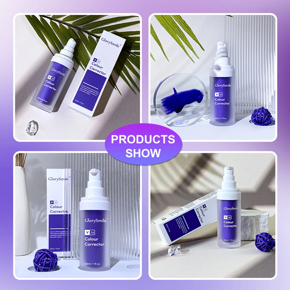 Teeth Whitening Serum | 2 Bottles Glory Shine V34 Colour Corrector | Oral Essence Mousse Toothpaste - Image 3
