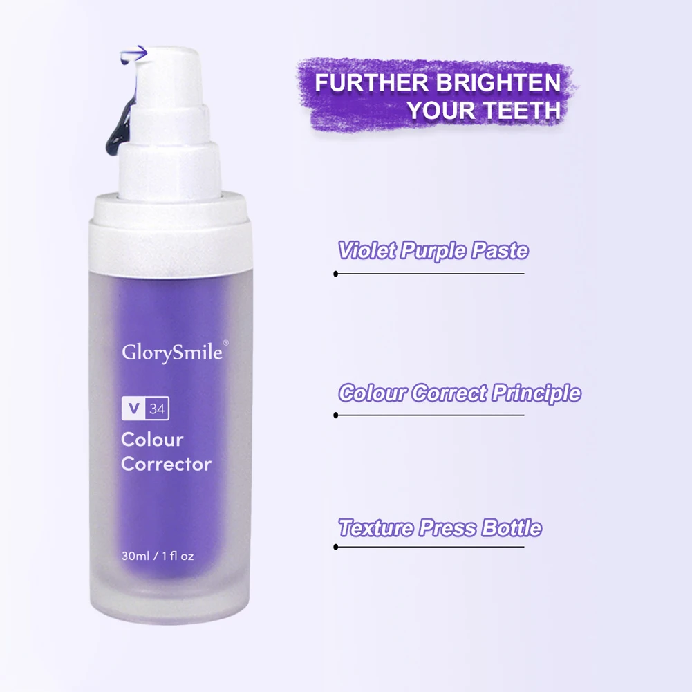 Teeth Whitening Serum | 2 Bottles Glory Shine V34 Colour Corrector | Oral Essence Mousse Toothpaste - Image 7